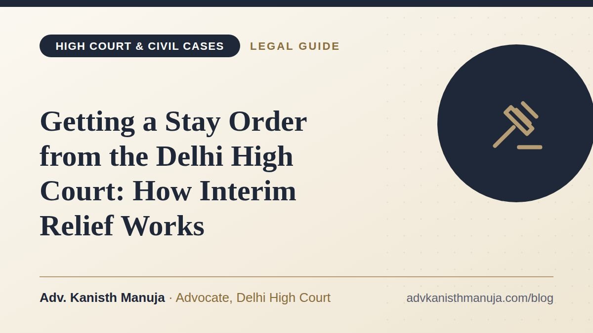 Getting a Stay Order from the Delhi High Court: How Interim Relief Works — legal guide by Adv. Kanisth Manuja