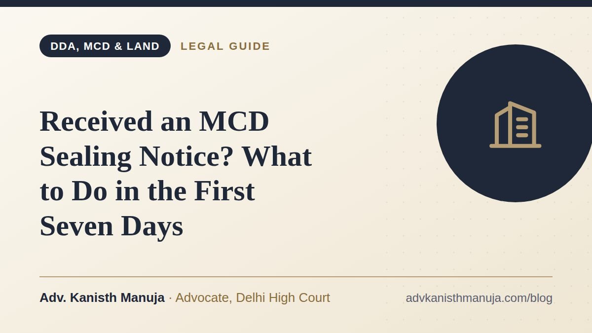 Received an MCD Sealing Notice? What to Do in the First Seven Days — legal guide by Adv. Kanisth Manuja