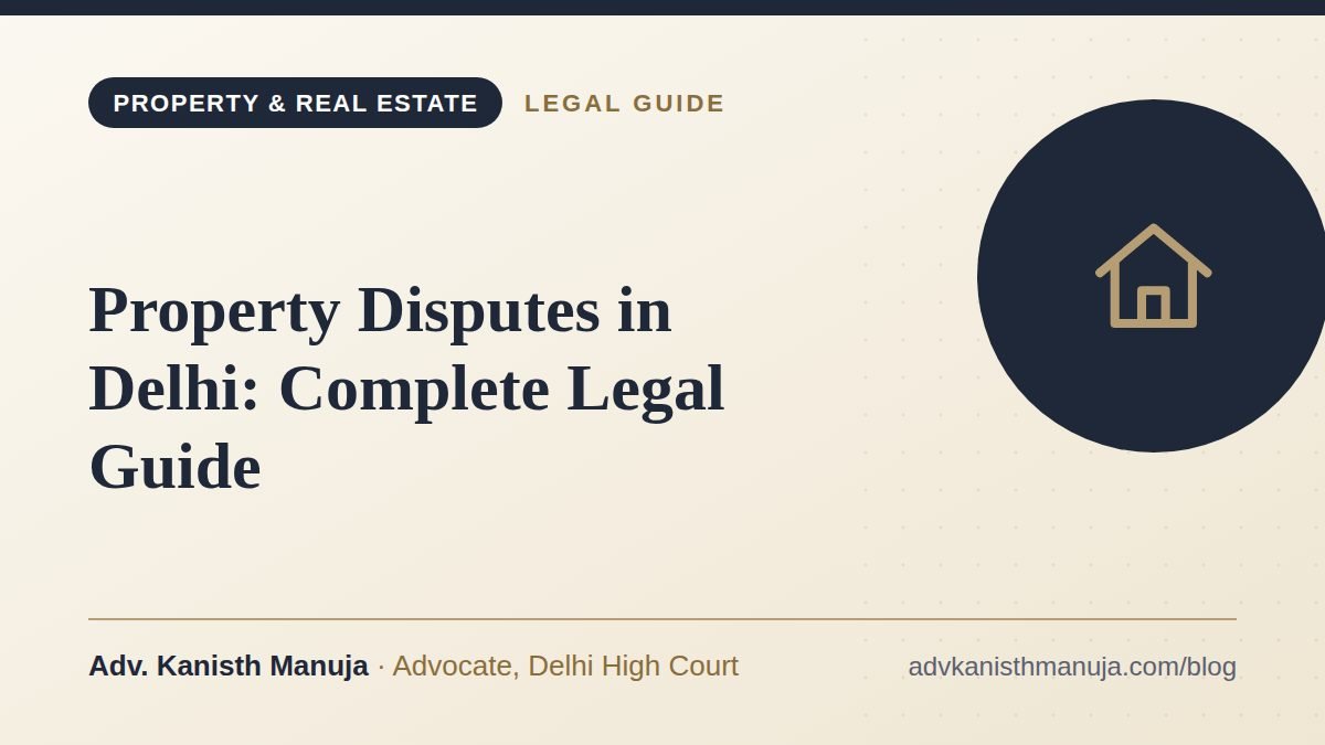 Property Disputes in Delhi: Complete Legal Guide — legal guide by Adv. Kanisth Manuja