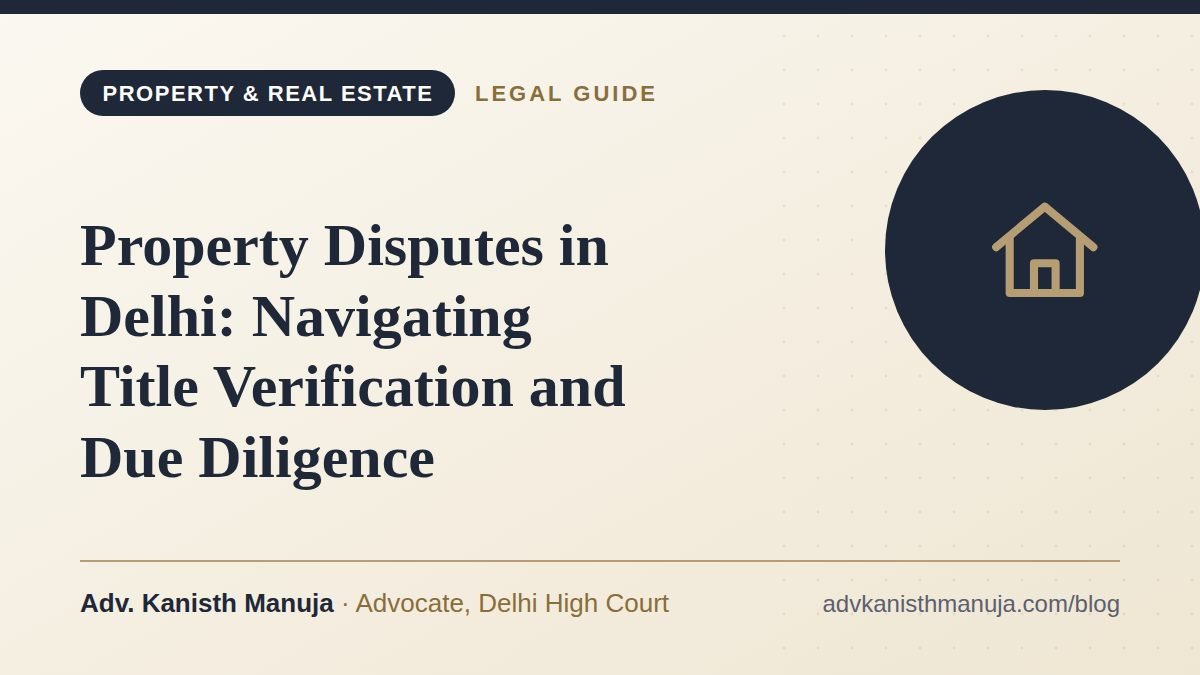 Property Disputes in Delhi: Navigating Title Verification and Due Diligence — legal guide by Adv. Kanisth Manuja