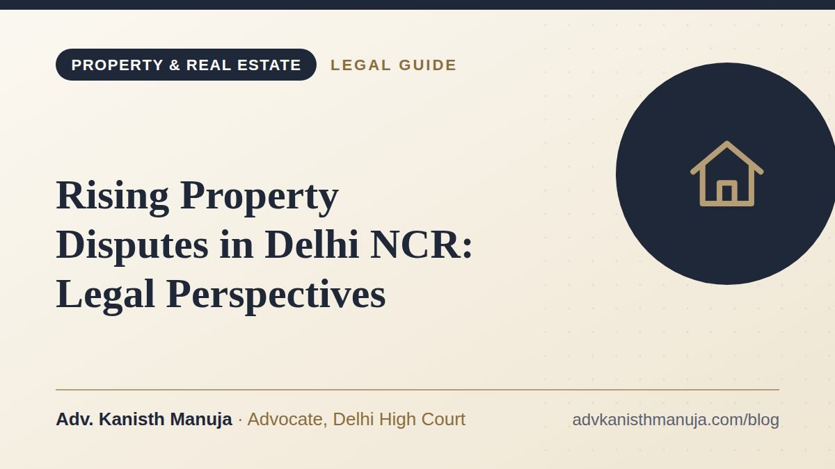 Rising Property Disputes in Delhi NCR: Legal Perspectives — legal guide by Adv. Kanisth Manuja