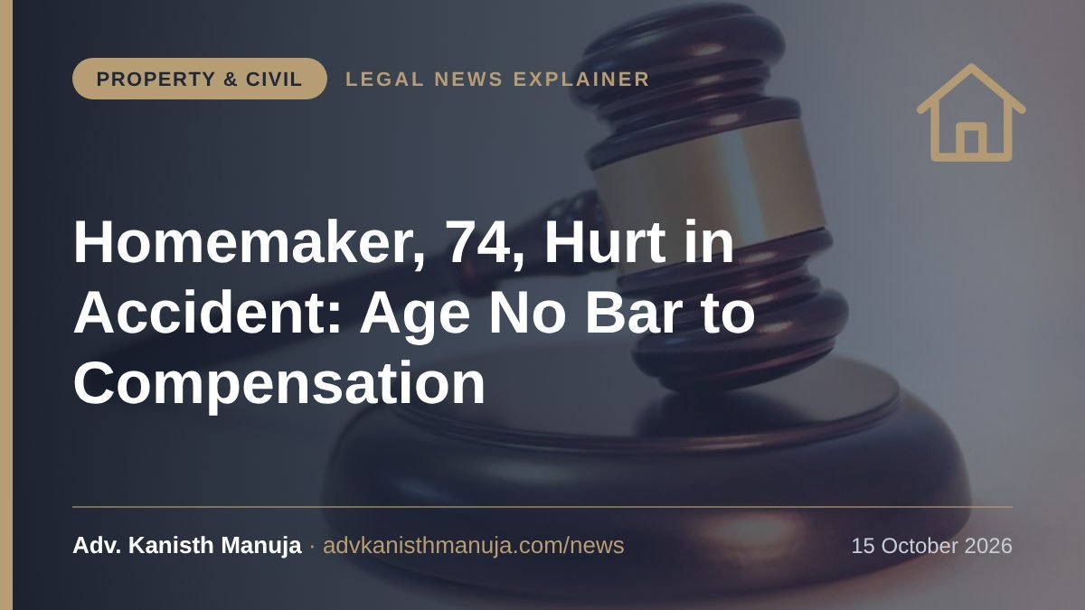 Explainer card: Injured in a Road Accident at 74? Delhi High Court Says Age Cannot Wipe Out a Homemaker's Compensation — Property & Civil, Legal News by Adv. Kanisth Manuja