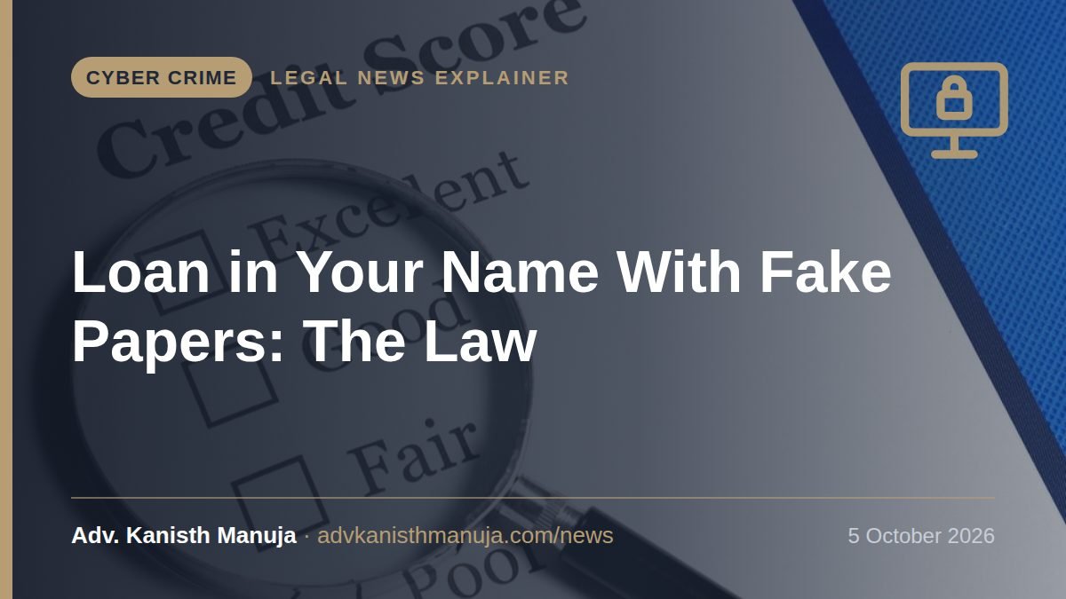 Explainer card: Loan Taken in Your Name With Fake Papers? Delhi Police Bust Racket: What the Law Says — Cyber Crime, Legal News by Adv. Kanisth Manuja