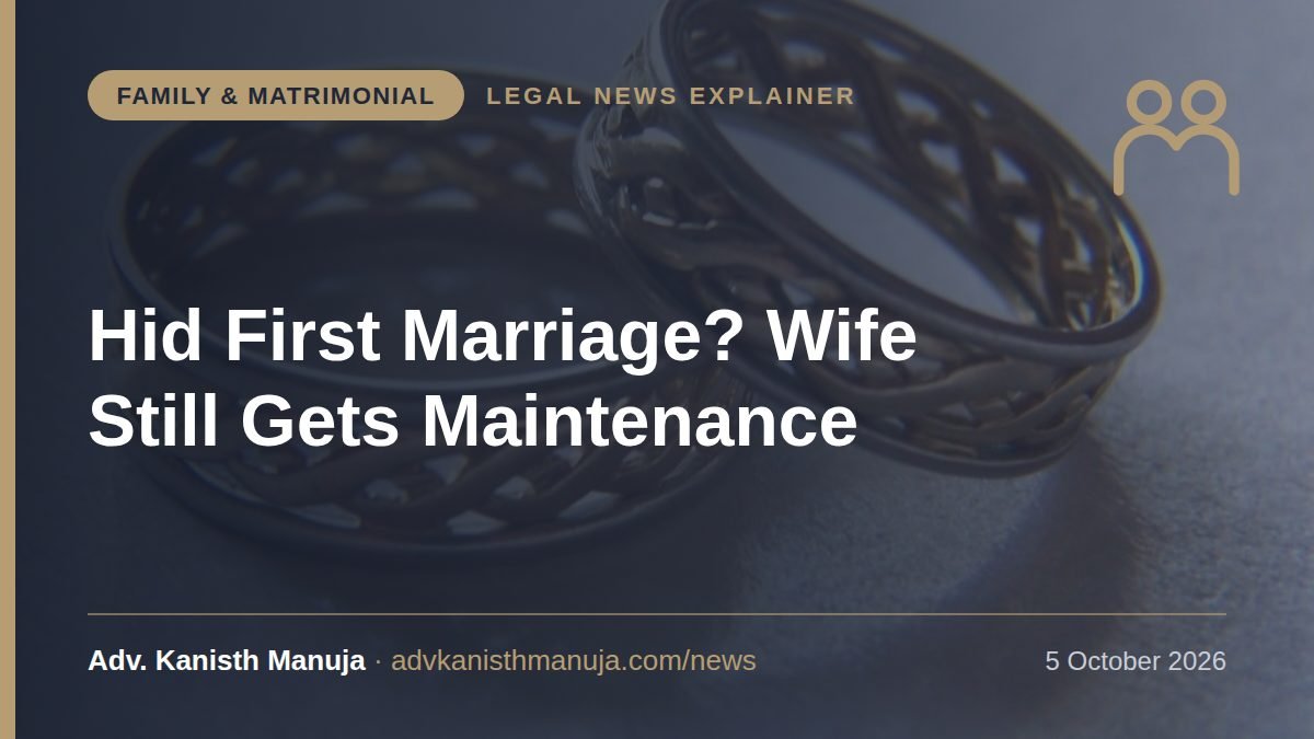 Explainer card: Husband Hid His First Marriage? Madras High Court Upholds Maintenance for Wife: What the Law Says — Family & Matrimonial, Legal News by Adv. Kanisth Manuja