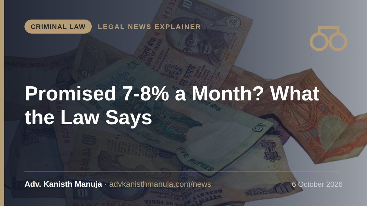 Explainer card: Monthly Returns of 7-8%? Mumbai Police Bust Rs 57 Crore Investment Scheme: What the Law Says — Criminal Law, Legal News by Adv. Kanisth Manuja